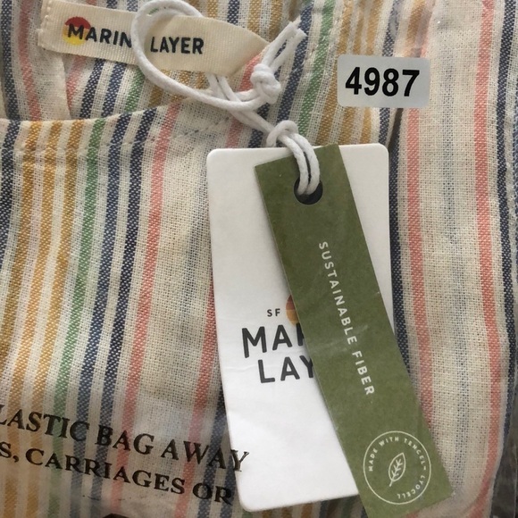 Marine Layer Laney Dress Linen Blend Beachy Stripe NWT S - Picture 7 of 7